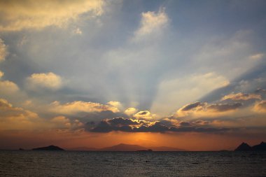 Deniz kenti Bodrum ve muhteşem gün batımları. Mugla, Türkiye