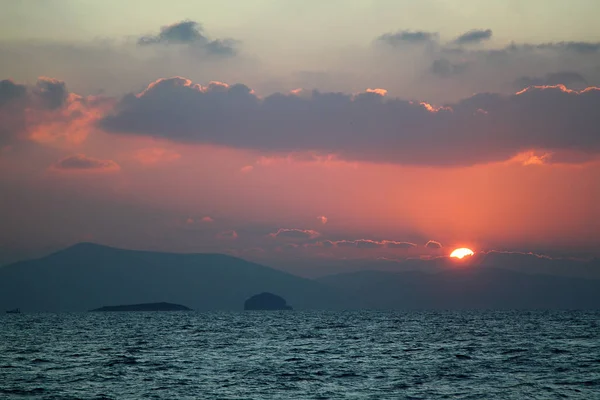 海滨小镇Bodrum和壮观的日落 Mugla 土耳其 — 图库照片