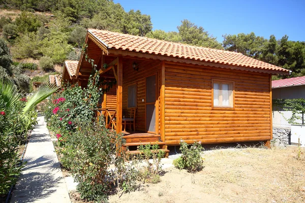 Wooden old bungalow house in nature. Bodrum, Turkey