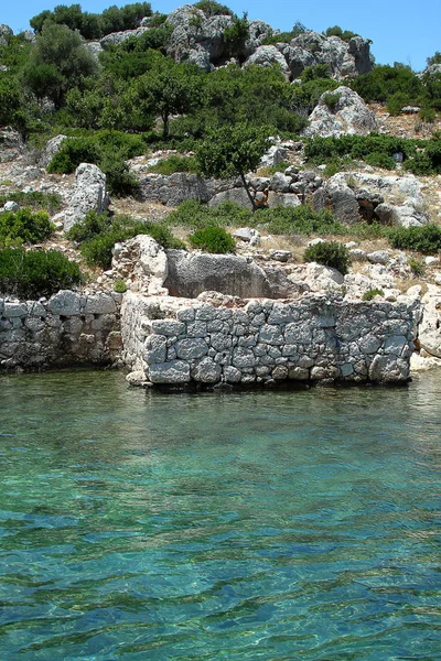 Flooded Ancient Lycian City Result Earthquake City City Simena Vicinity — Stock Photo, Image