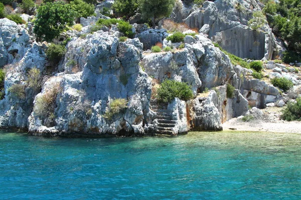 Flooded Ancient Lycian City Result Earthquake City City Simena Vicinity — Stock Photo, Image