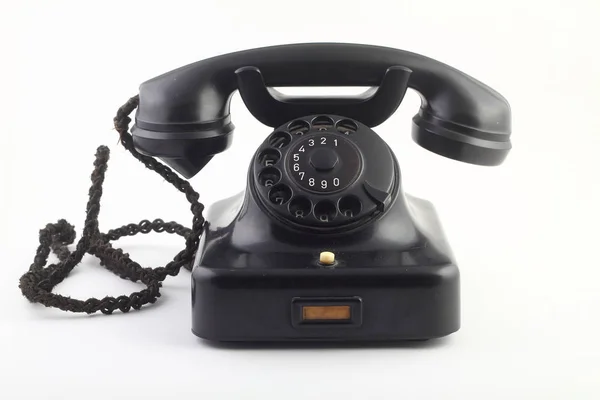 Oude Vintage Telefoon Geïsoleerd Witte Achtergrond — Stockfoto