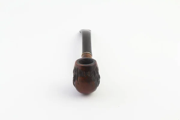 Fumeur Pipe Bois Souvenir Isolé Fond Blanc — Photo