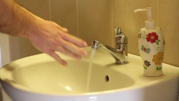 Close Boy Washing Hands Soap Home Prevent Infection Лицо Мытье — стоковое видео