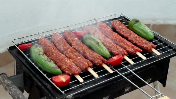 Kebab Turco Parrilla — Vídeos de Stock