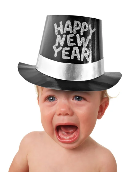 Crying New Year baby — стоковое фото