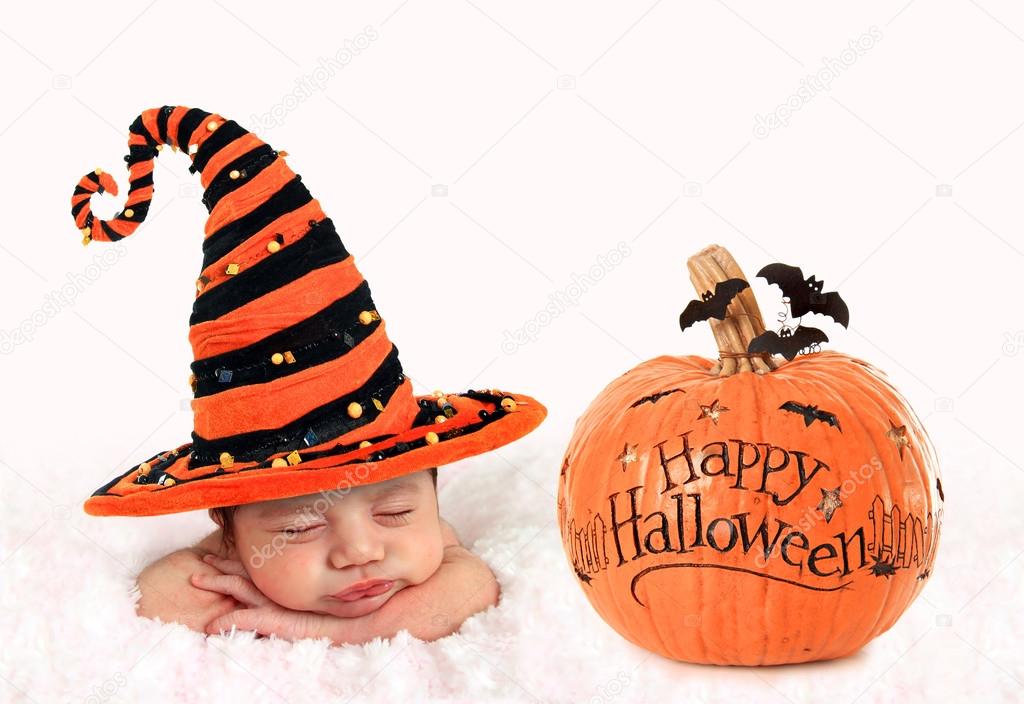 Halloween Baby And Pumpkin Stock Photo By C Hannamariah