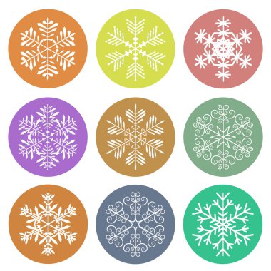 Bir dizi kar tanesi. vektör illüstrasyonu.