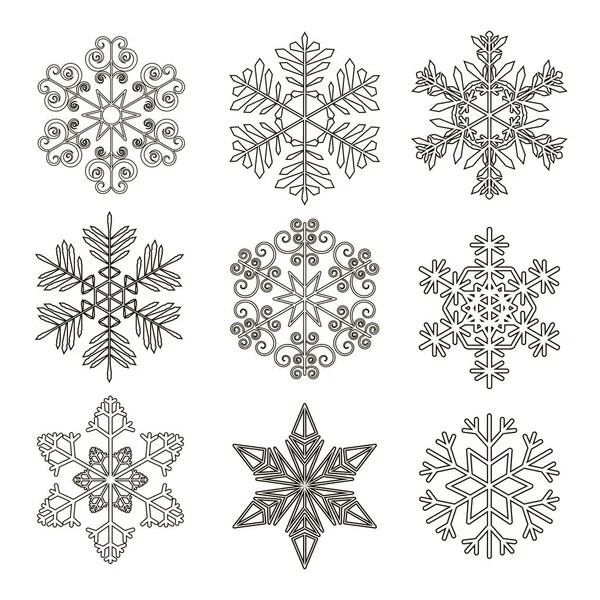 Набор Снежинки Векторная Иллюстрация — стоковый вектор