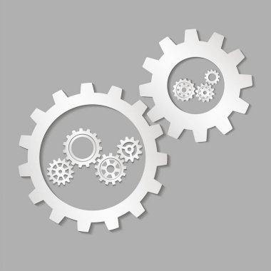 Gears ile gölge kümesi. Vektör çizim.