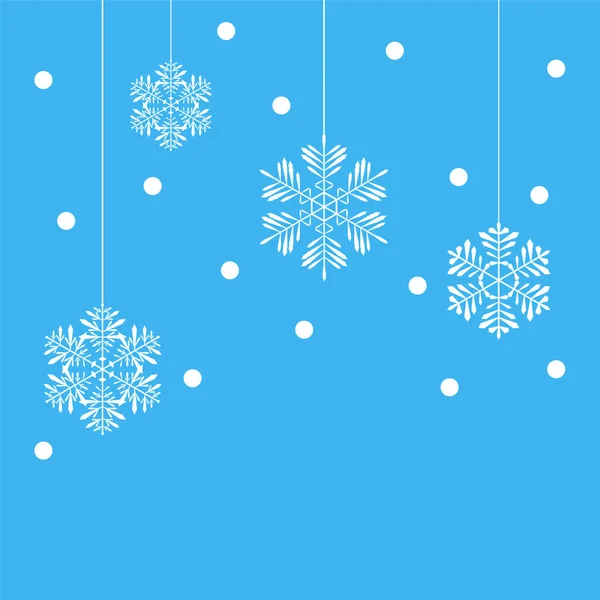 Ensemble Flocons Neige Sur Fond Bleu Illustration Vectorielle — Image vectorielle