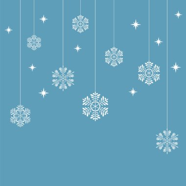 Mavi arka planda kar taneleri. Vektör illüstrasyonu.