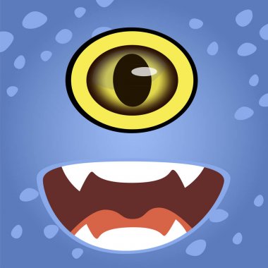 Bir canavarın çizgi film yüzü. Vektör illüstrasyonu