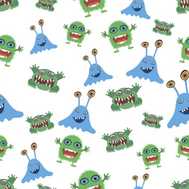 Dikişsiz desen canavarlar. Vektör çizim