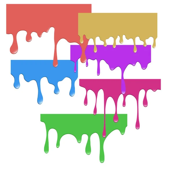 Set Multicolored Dripping Paints Vector Illustration — Stock Vector