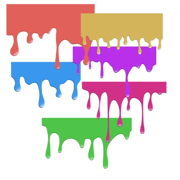 Conjunto Pinturas Goteo Multicolores Ilustración Vectorial — Vector de stock