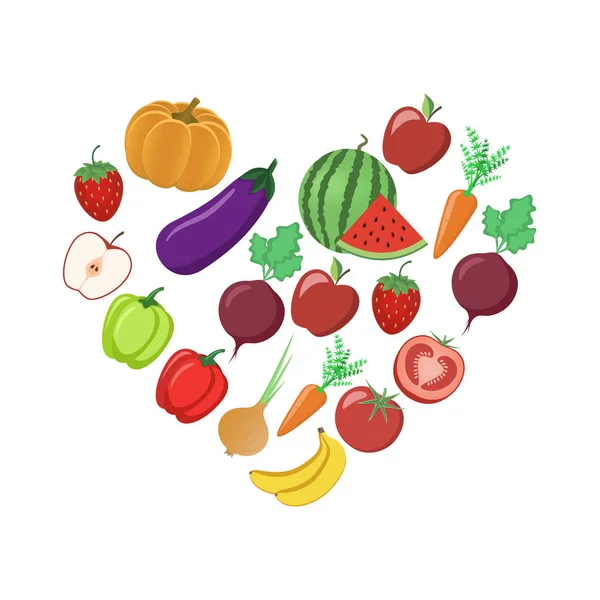 Grönsaker Och Frukter Vektor Illustration — Stock vektor