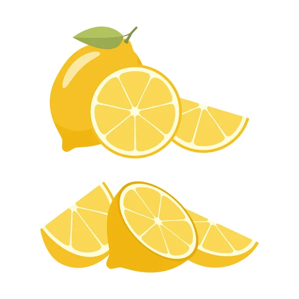 Zitronen Und Scheiben Vektorillustration — Stockvektor