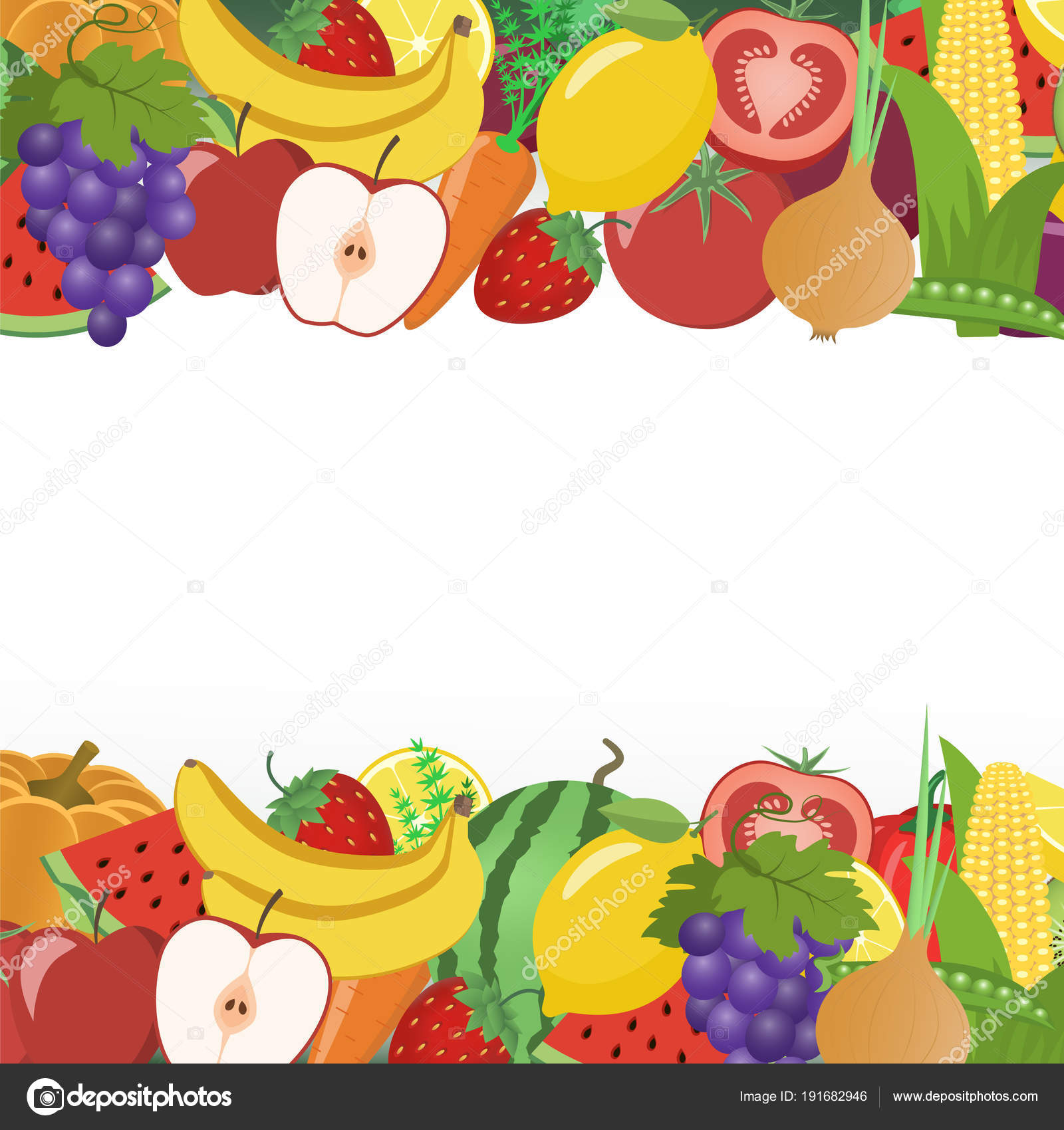 Fruit Vegetable Frame Vector Illustration Stock Vector by ©sasha15 191682946, image size:1600x1700