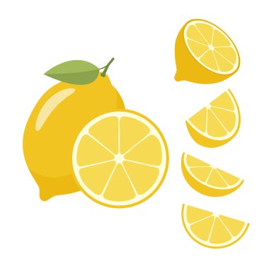 Limon ve beyaz zemin üzerine yarım. Vektör çizim