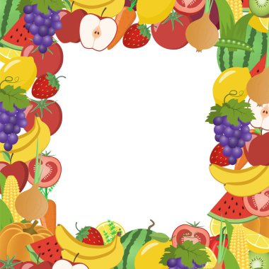Sebze, meyve çerçeve. Vektör çizim