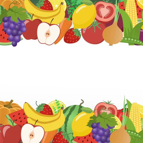 Frutta Verdura Telaio Illustrazione Vettoriale — Vettoriale Stock