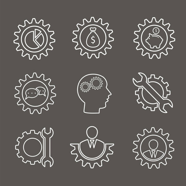 Vector collection of outline business icons