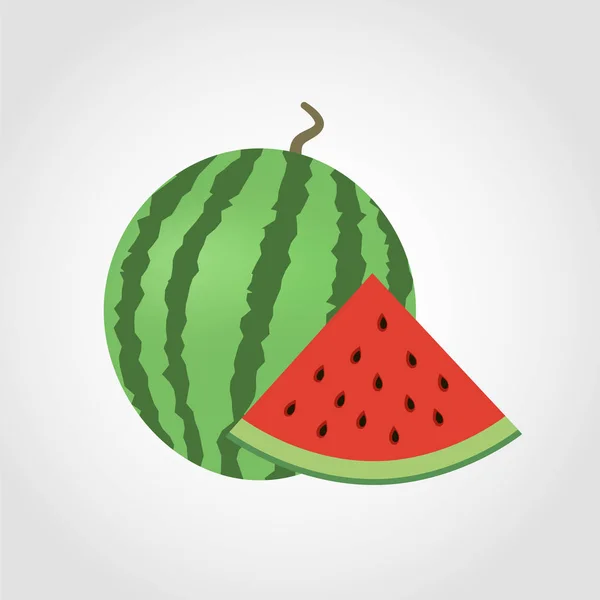 Wassermelone Und Eine Scheibe Vektorillustration — Stockvektor
