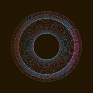 Siyah arkaplan üzerindeki Spirograph soyut ögesi.