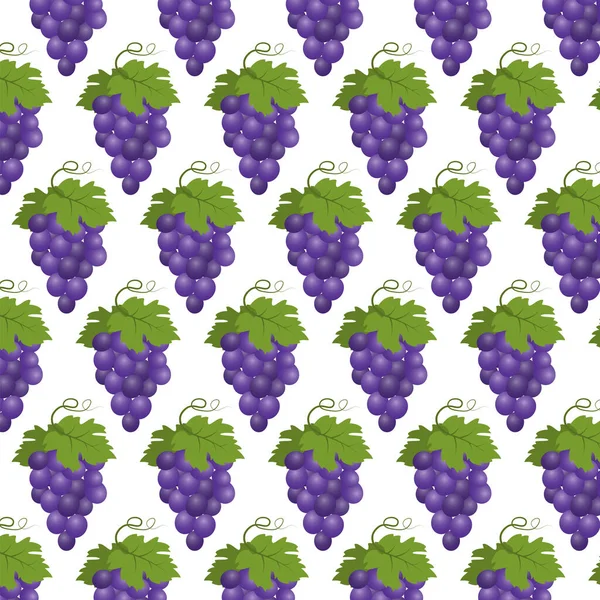 Безшовний Візерунок Соковитого Винограду Листям — стоковий вектор
