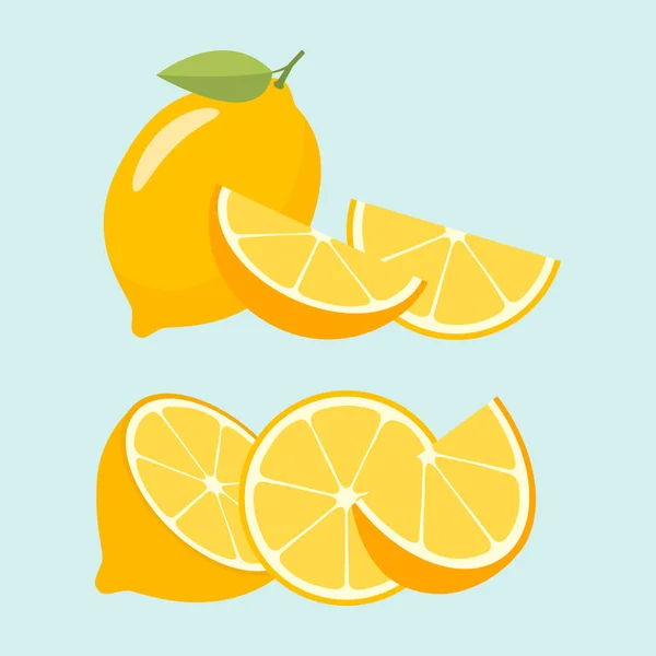 Frische Zitrusfrüchte Und Gesunde Zitrone Mit Scheiben — Stockvektor