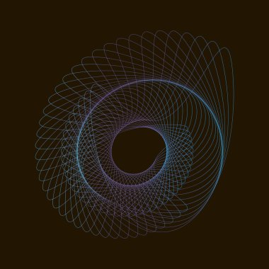 Siyah arkaplandaki Spirograph soyut elementi. Vektör illüstrasyonu