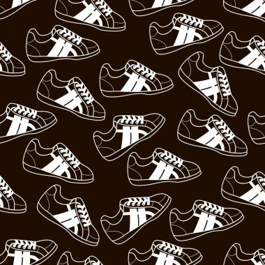 Siyah arka planda ayakkabı izi var. Vektör illüstrasyonu