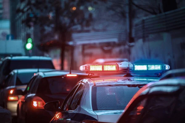 Veículos Polícia Com Luzes Piscando — Fotografia de Stock