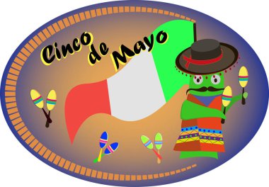 Cinco de mayo ile neşeli bir kaktüs için Banner