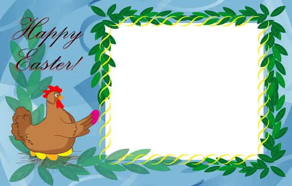 Easter card template with chicken — Stock Vector