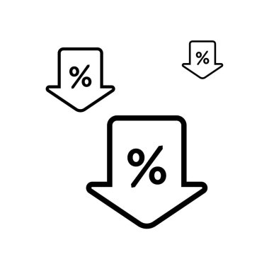 Aşağı ok ok doğrusal simgesi aşağı yüzde sembolü simgesi, 