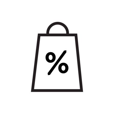 Alışveriş yüzde simgesi ince çizgi anahat üzerinde beyaz backgr izole