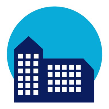 Daire vektör simgesi mavi arka plan, ev sembolü. Modern, 