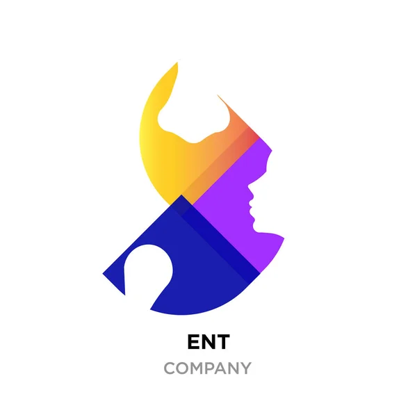 ENT logo fogalom, fej, orr orvos szakemberek modern lapos c — Stock Vector