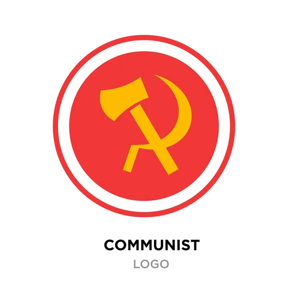 Logo comunista, icono del comunismo de la URSS con martillo amarillo y hoz — Vector de stock