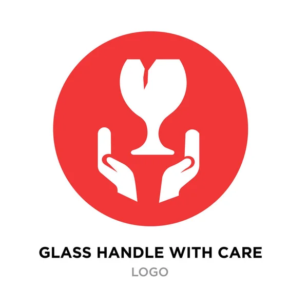 glass handle with care logo,white hands on red attractive bright