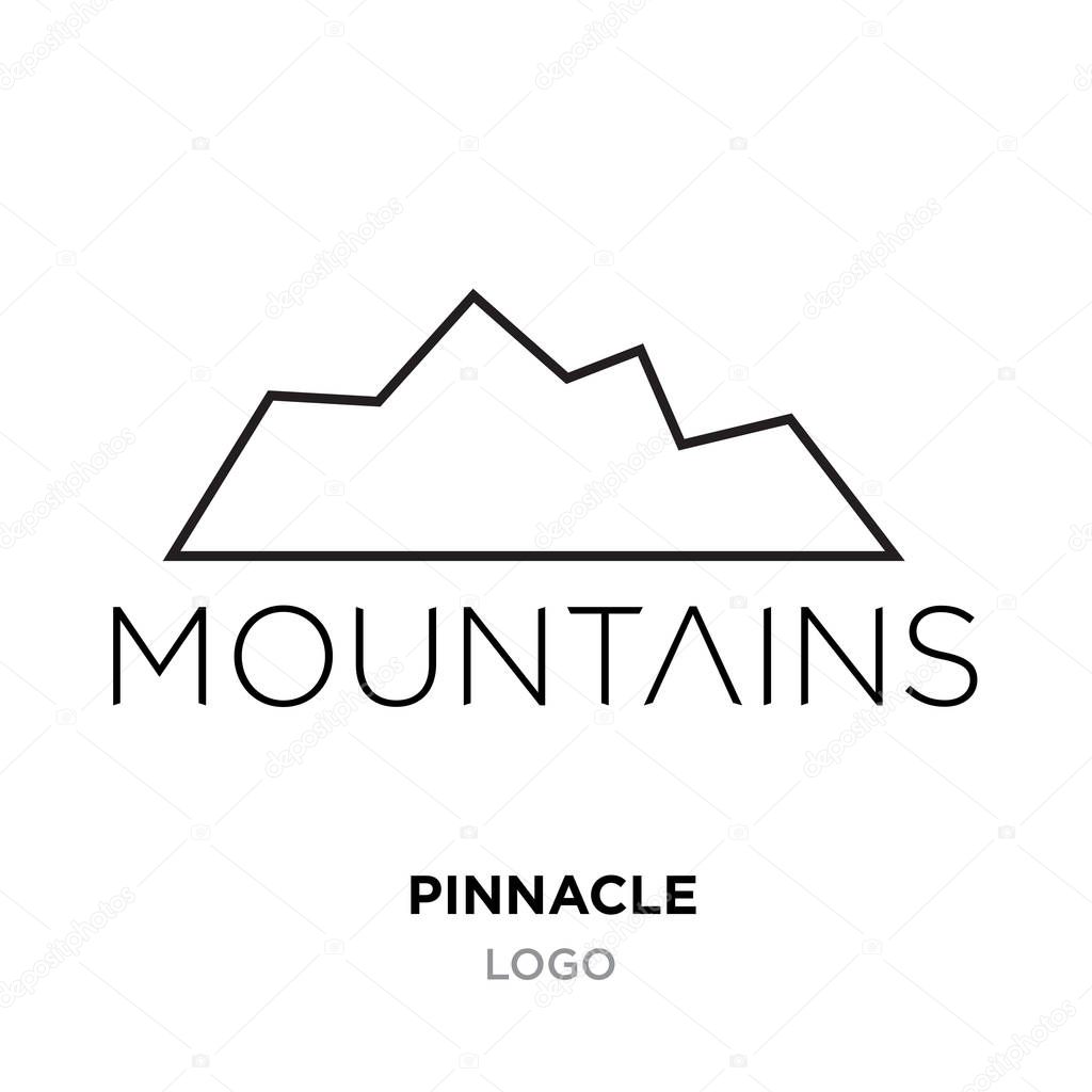 Pinnacle logo for company, mountain outline vector isolated on white background
