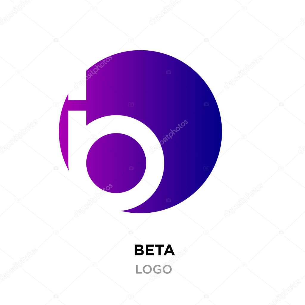 Beta logo,abstract purple gradient flat vector sign B in modern style