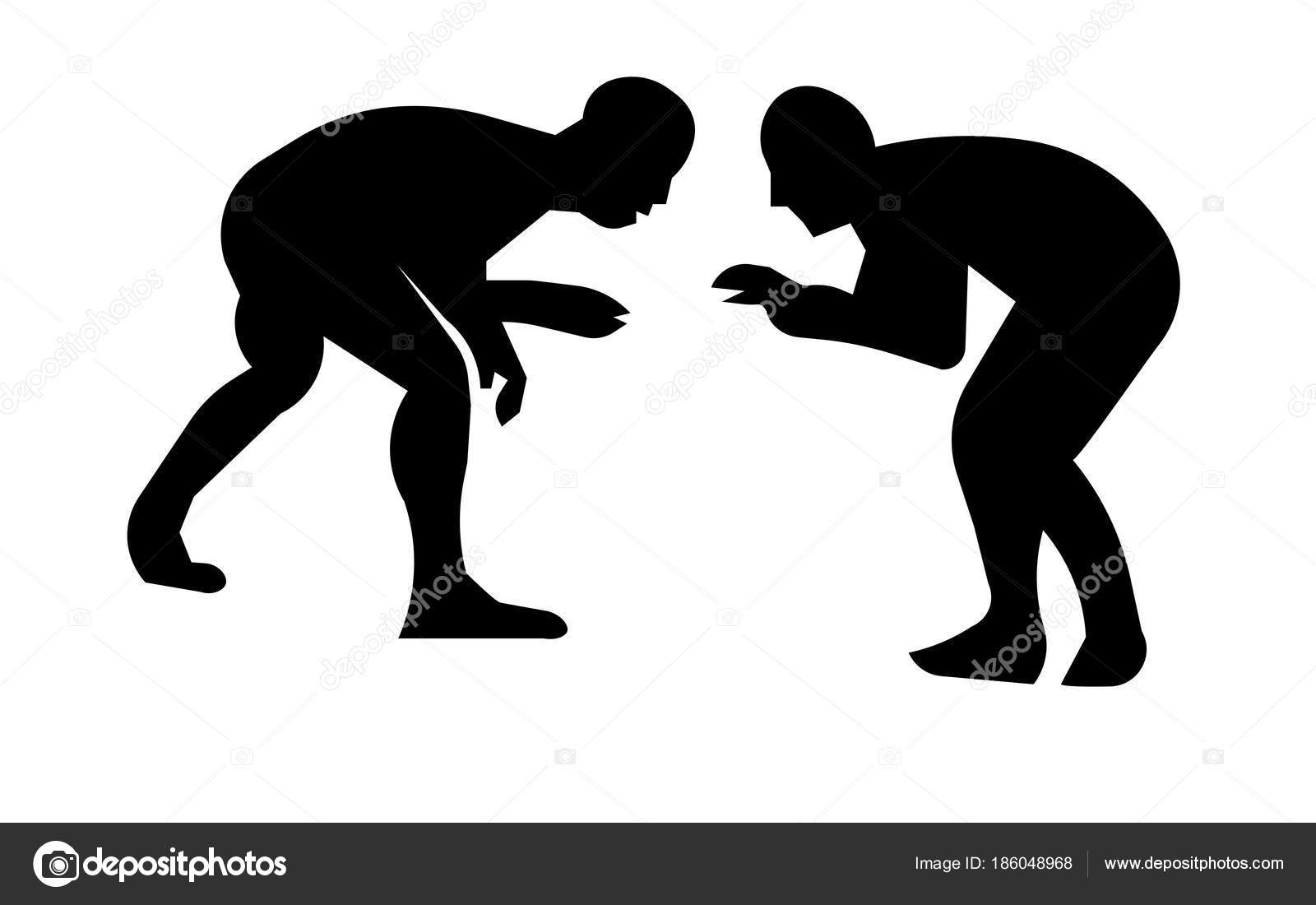 Cictures: wrestling clip arts | Wrestling silhouette clip art on white background — Stock Vector ...