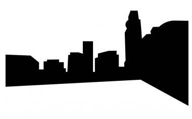 Omaha manzarası siluet beyaz arka plan üzerinde