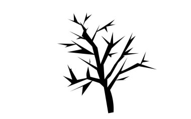 Mesquite ağacı siluet beyaz arka plan üzerinde