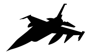 F16 siluet beyaz arka plan üzerinde