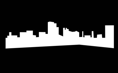 Dayton manzarası siluet siyah arka plan üzerine beyaz