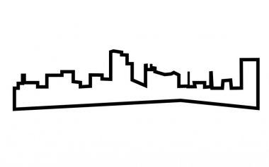 Dayton manzarası siluet Anahat Beyaz arka plan üzerinde